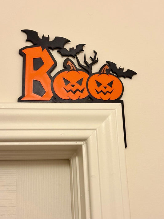 Boo Pumpkins & Bats Halloween Door Corner Decor: Gothic Spooky Wall Art