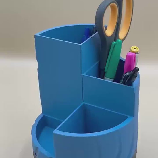 Round Desk Organizer with 4 Sections - Office Storage Solution